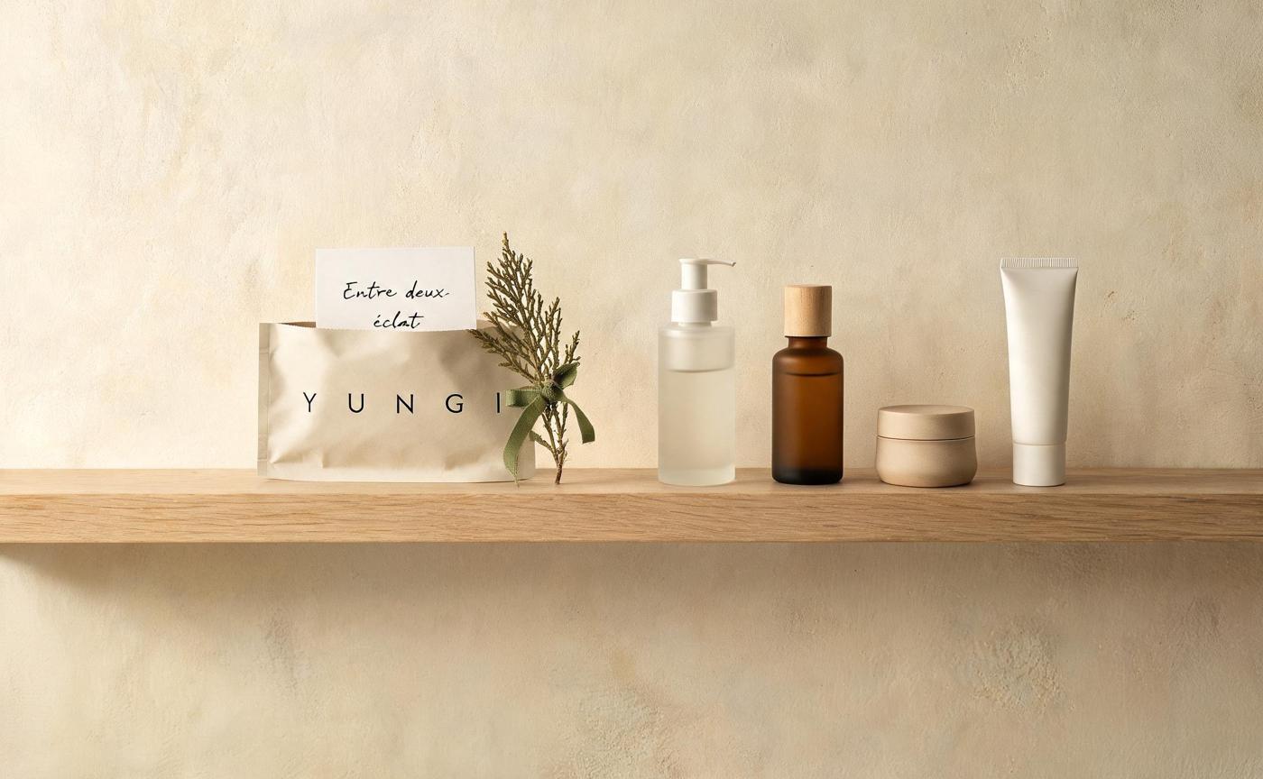 Radiance pouch: cleanser, vitamin C essence, light cream, sun protection