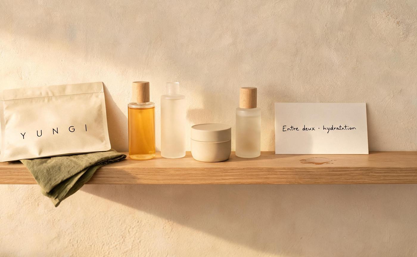 Hydration pouch: oil cleanser, essence, barrier cream, mist
